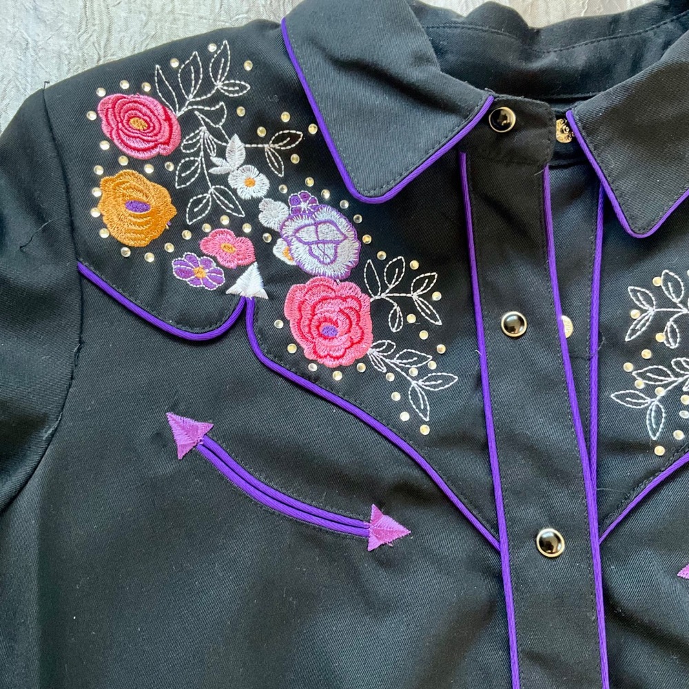 Scully Western Floral Rose Embroidered Pearl Snap Shirt PPL-864 Sz Small Cowgirl - Picture 10 of 15
